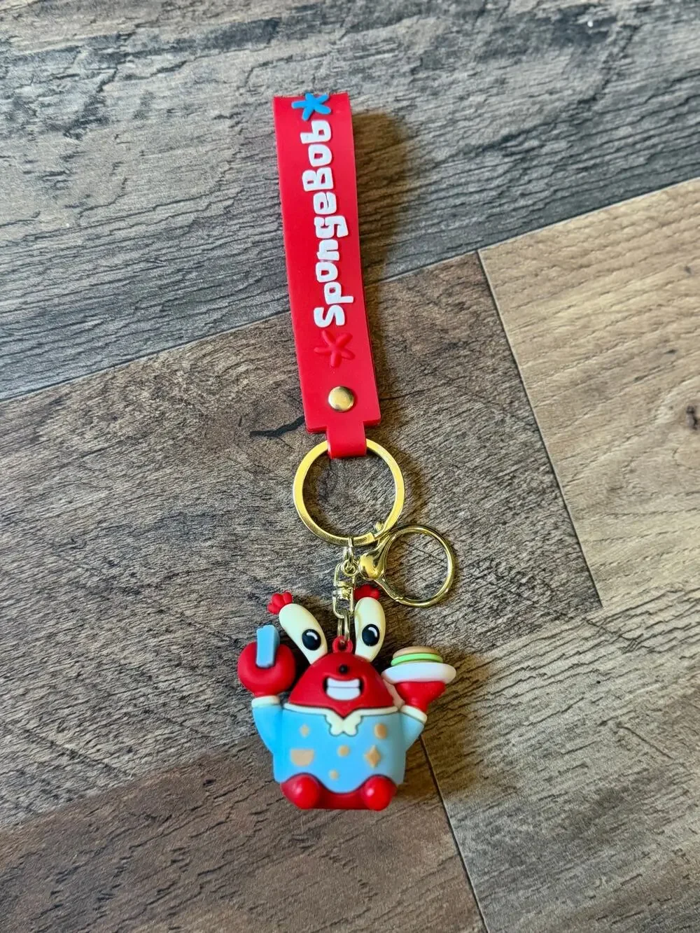 SpongeBob SquarePants Mr. Krabs Silicone Keychain Wristlet Bag Charm Red